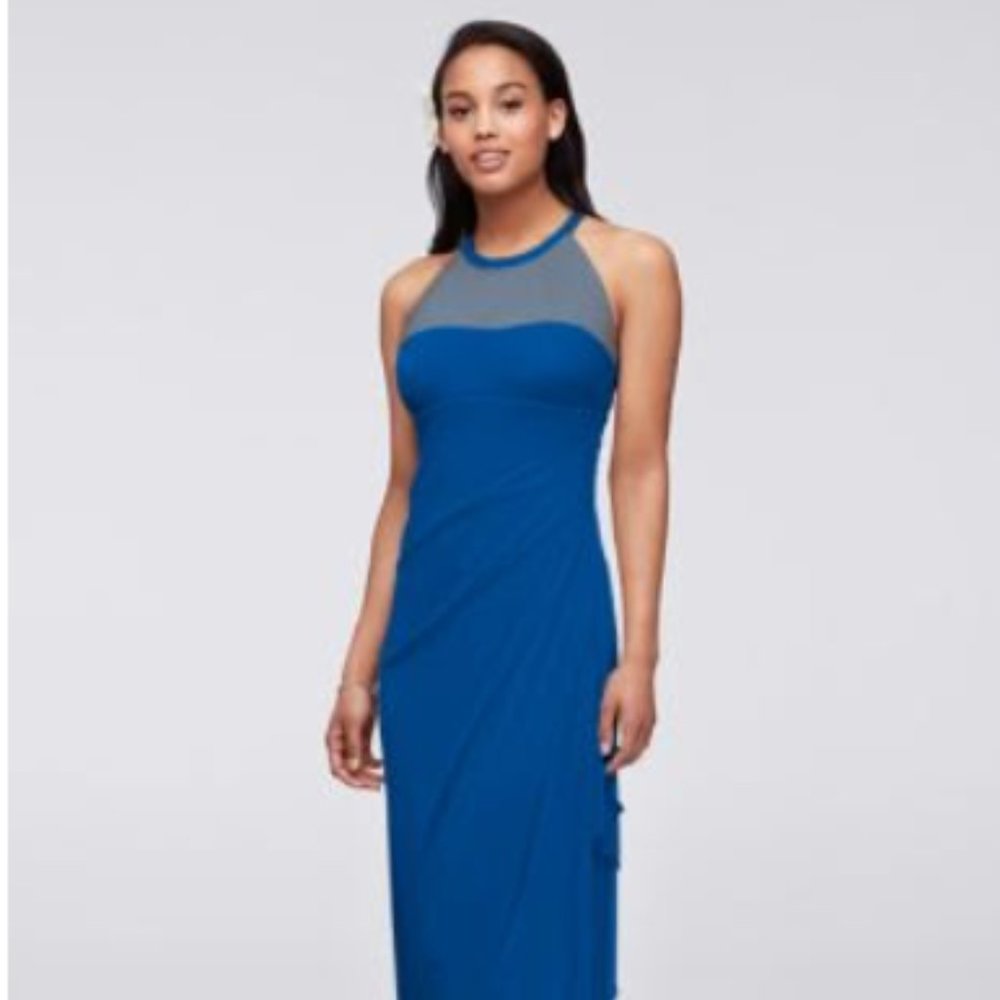 David's Bridal Bridesmaid Dress - Illusion Halter